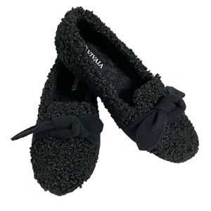 VIVAIA Audrey Black Faux Fur Tie Accent Round Toe Loafer Size 5.5